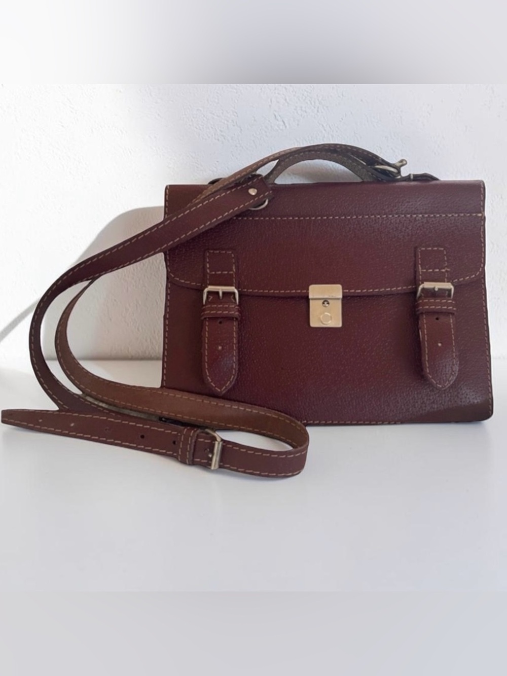 Vintage Tivoli Corp. Genuine Leather Satchel Briefcase Made in Czechoslovakia